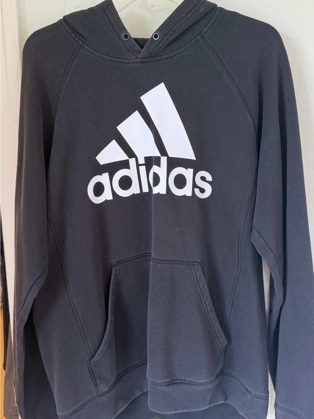 adidas Men’s Black Crewneck Hoodie with White Logo